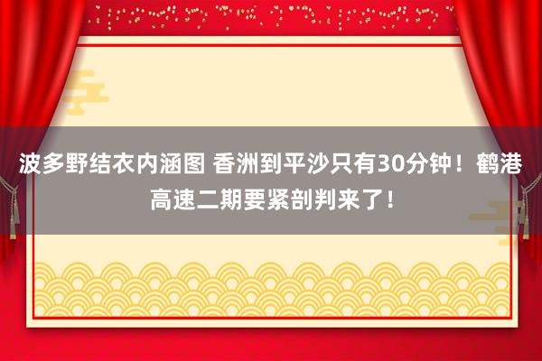 波多野结衣内涵图 香洲到平沙只有30分钟！鹤港高速二期要紧剖判来了！