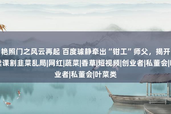 艳照门之风云再起 百度璩静牵出“钳工”师父，揭开网络卖课割韭菜乱局|网红|蔬菜|香草|短视频|创业者|私董会|叶菜类